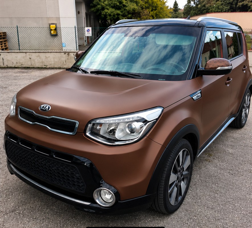 Kia Soul — Wrap marrone opaco: dopo